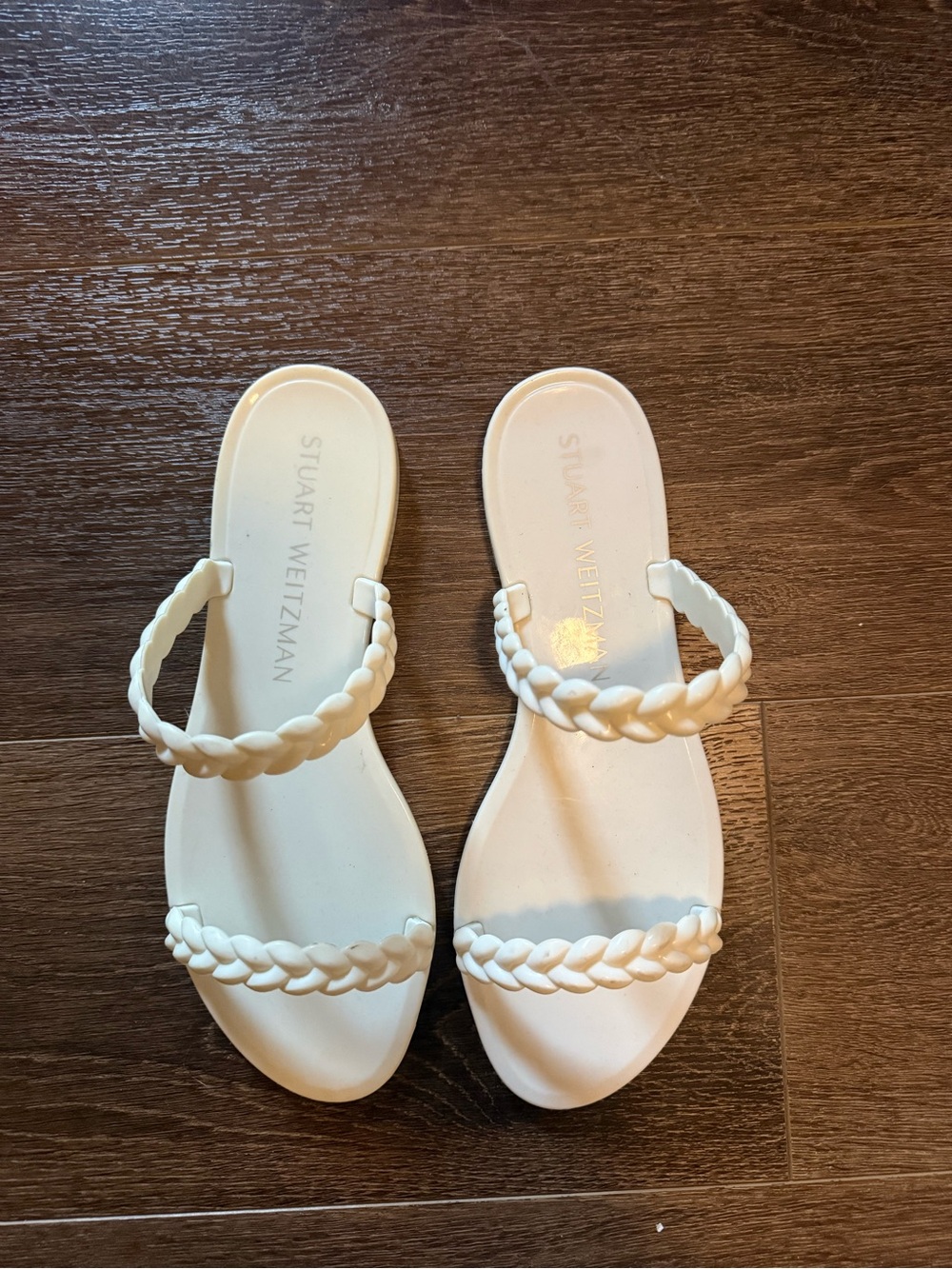 Stuart Weitzman Women's Cream Braided Jelly Slide Sandals